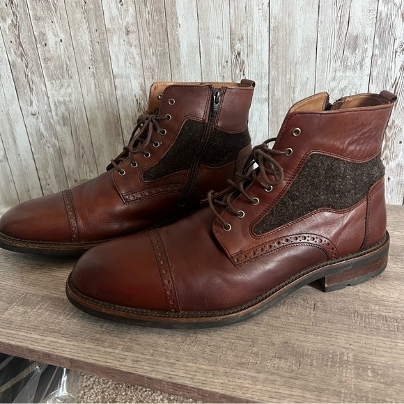 Johnston & Murphy Brown Leather and Wool Boots 12 - Picture 1 of 11